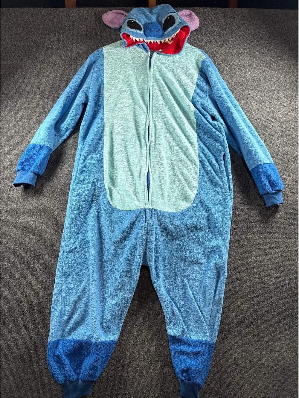 Adult Blue Character Fleece One Piece Costume Pajamas Jumpsuit Cosplay Unisex